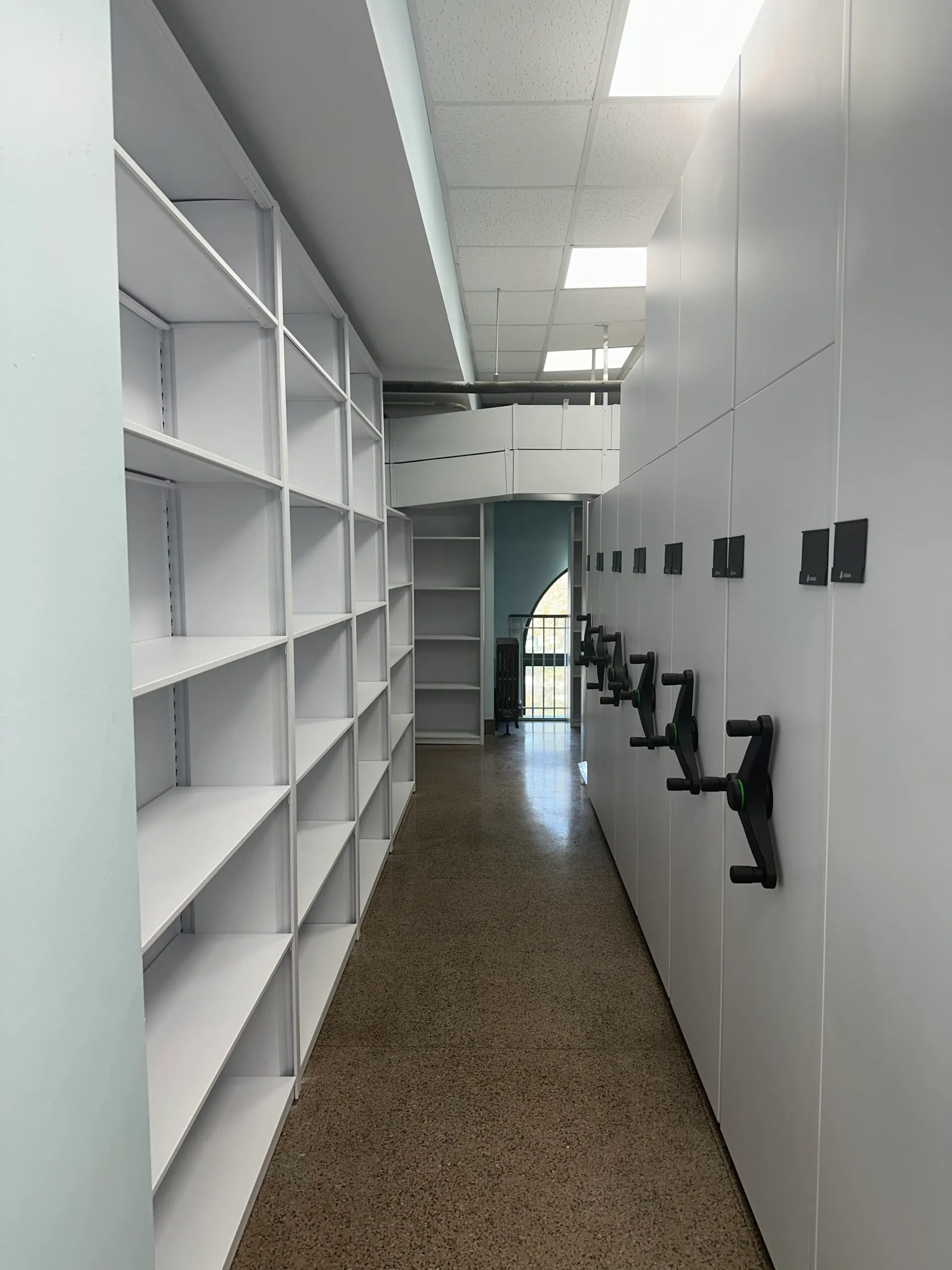 high-density mobile shelving, archival storage, records room storage, mobile shelving vs static shelving