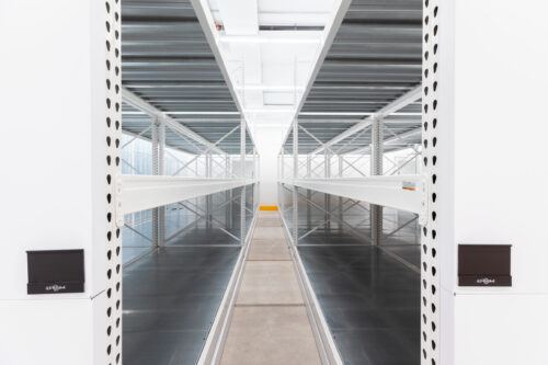 mobile shelving, high-density mobile shelving, warehouse storage