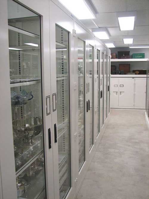Museum storage options such as glass storage cabinets