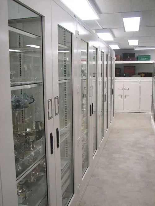 Museum storage options such as glass storage cabinets